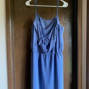 Short perriwinkle dress with beaded detail